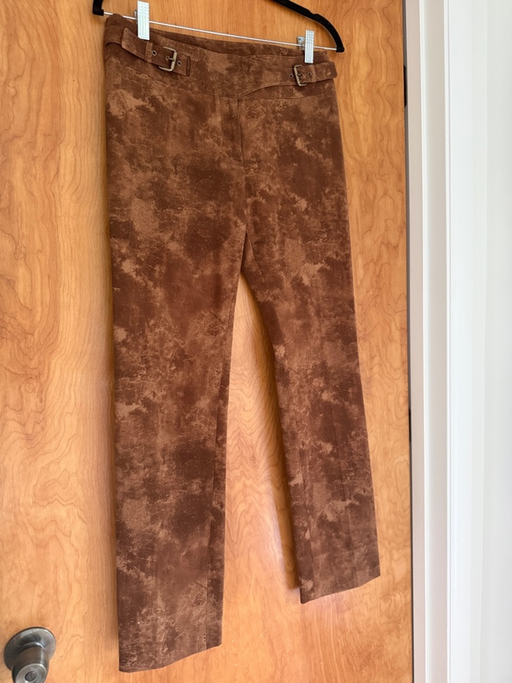 Celine Brown Suede Look Men's Pants with Side Buckles